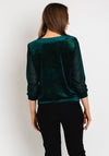 Leon Collection V-Neck Shimmer Blouse, Forest Green