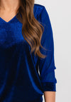 Leon Collection V-Neck Shimmer Blouse, Royal Blue