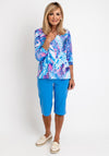 Leon Collection Leaf Print Top, Multi