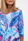 Leon Collection Leaf Print Top, Multi