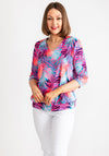 Yew Animal Print V Neck Top, Pink Multi