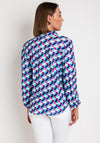 Yew Geometric Print Blouse, Teal & Pink