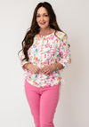 Yew Graphic Floral Ruched Tie Top, Pink