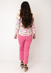 Yew Graphic Floral Ruched Tie Top, Pink
