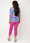 YEW Abstract Print with Trim Detail Top, Blue Multi