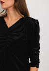 Leon Collection Ruched Detail Shimmer Blouse, Black