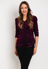 Leon Collection Ruched Detail Shimmer Blouse, Mulberry