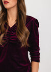 Leon Collection Ruched Detail Shimmer Blouse, Mulberry