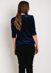 Leon Collection Ruched Detail Shimmer Blouse, Navy