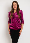 Leon Collection Ruched Detail Shimmer Blouse, Pink