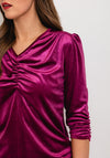 Leon Collection Ruched Detail Shimmer Blouse, Pink