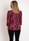 Leon Collection Tropical Print Ruched Top, Pink Multi