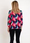 Leon Collection Print Tie Neck Top, Pink Multi