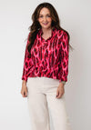 Yew Mixed Abstract Print Blouse, Pink Multi