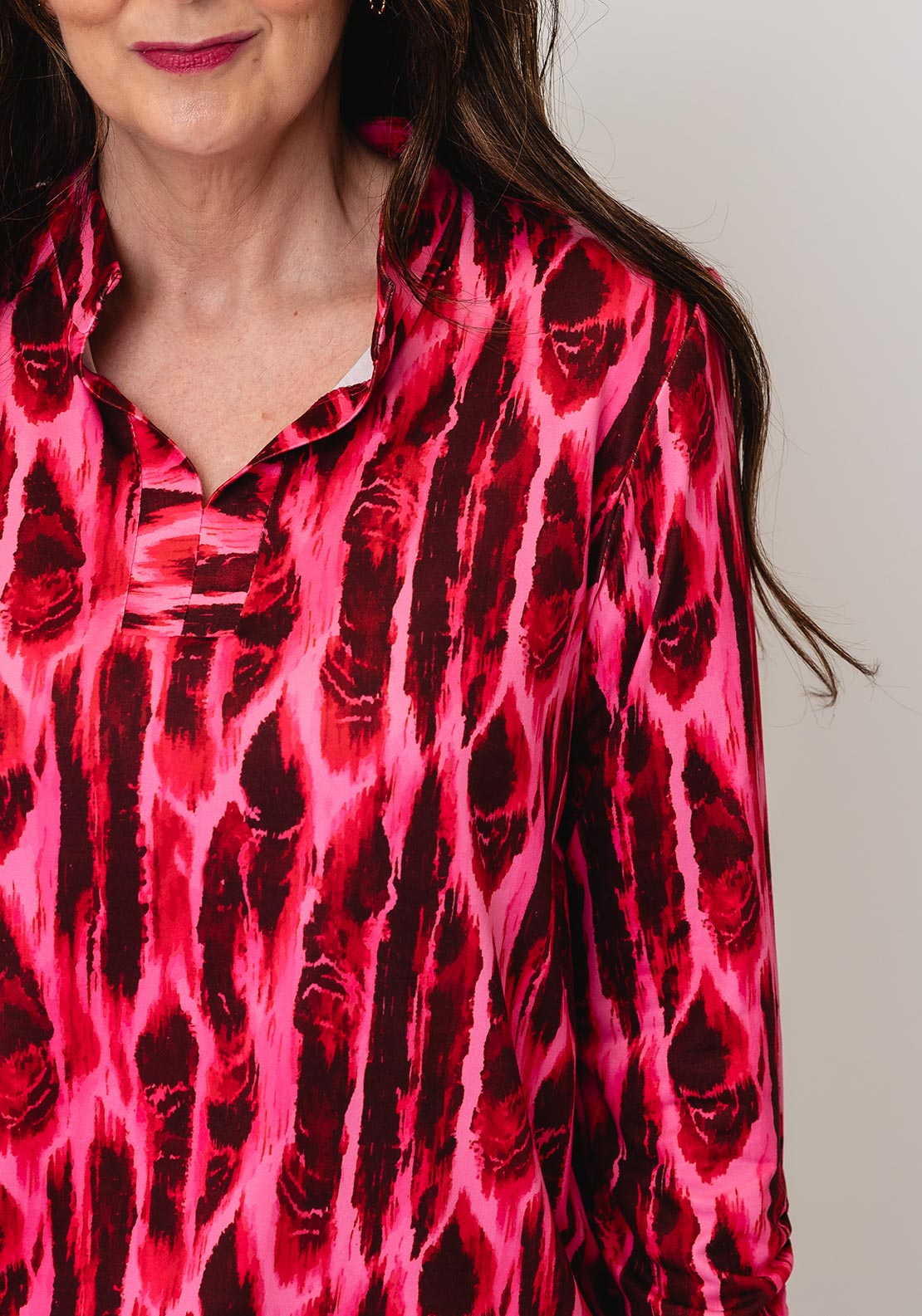 Yew Mixed Abstract Print Blouse, Pink Multi