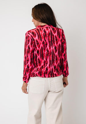 Yew Mixed Abstract Print Blouse, Pink Multi