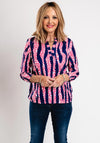 Leon Collection Notch Neckline Print Top, Pink