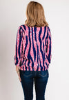 Leon Collection Notch Neckline Print Top, Pink