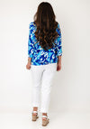 YEW Printed Cowl Neck Top, Blue and Green