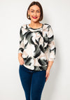 Yew Printed Cowl Neck Top, Green Multi