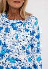 Leon Collection Cowl Neck Top, Blue Multi