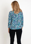 Leon Collection Bow Cowl Neck Print Top, Green Multi