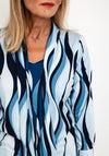 Leon Collection Print Tie Neck Top, Blue