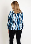Leon Collection Print Tie Neck Top, Blue