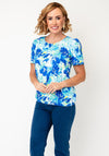 YEW Abstract Print Round Neck T-Shirt, Blue Multi