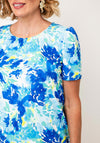 YEW Abstract Print Round Neck T-Shirt, Blue Multi