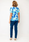 YEW Abstract Print Round Neck T-Shirt, Blue Multi