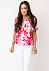 YEW Abstract Print Scoop Neck T-Shirt, Pink Multi