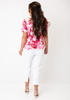 YEW Abstract Print Scoop Neck T-Shirt, Pink Multi