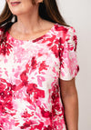 YEW Abstract Print Scoop Neck T-Shirt, Pink Multi