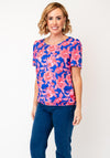 YEW Rose Print Round Neck T-Shirt, Pink Multi