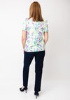 Yew Brushstroke Print Elastic Trim Top, Green Multi