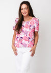 Yew Floral Print Scoop Neck Top, Pink Multi