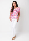 Yew Floral Print Scoop Neck Top, Pink Multi