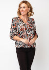 YEW Zebra Print V- Neck Top, Brown