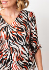 YEW Zebra Print V- Neck Top, Brown