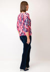 Yew Brush Stroke Print V Neck Top, Pink