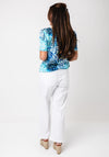Yew Animal Print V Neck Top, Blue