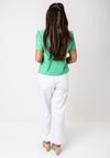 Yew Puff Sleeve V Neck Top, Green