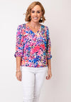 Yew V Neck Animal Print Top, Pink Multi