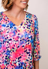 Yew V Neck Animal Print Top, Pink Multi