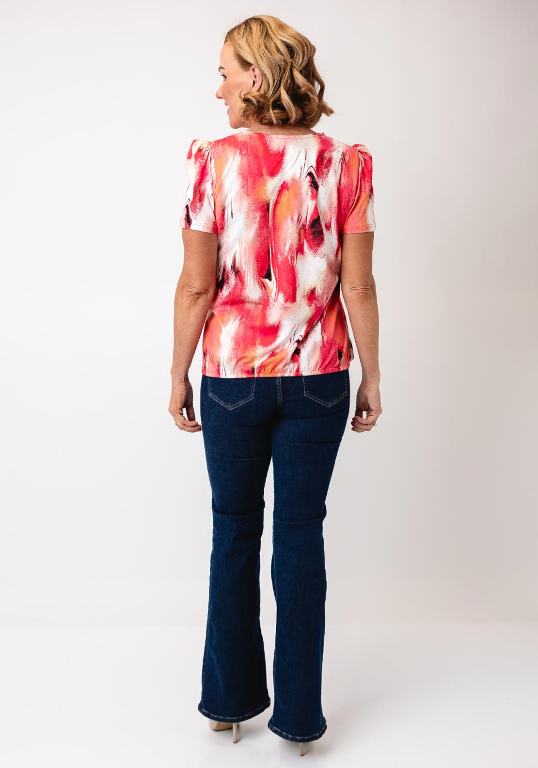 Yew Marble Print Top, Pink Multi