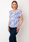 Yew Reptile Print Top, Pink and Blue