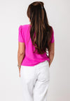 Yew Puff Sleeve V Neck Top, Pink