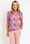 Leon Collection V Neck Printed Top, Multi-Coloured