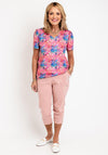 Leon Collection V Neck Printed Top, Multi-Coloured